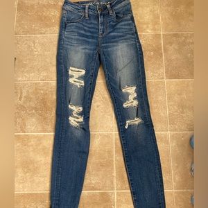 American Eagle Hi Rise distressed Jeggings size 0 regular